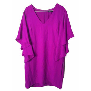 Lauren Ralph Lauren Black Label Shift Dress 14 Purple Butterfly Sleeve Classic